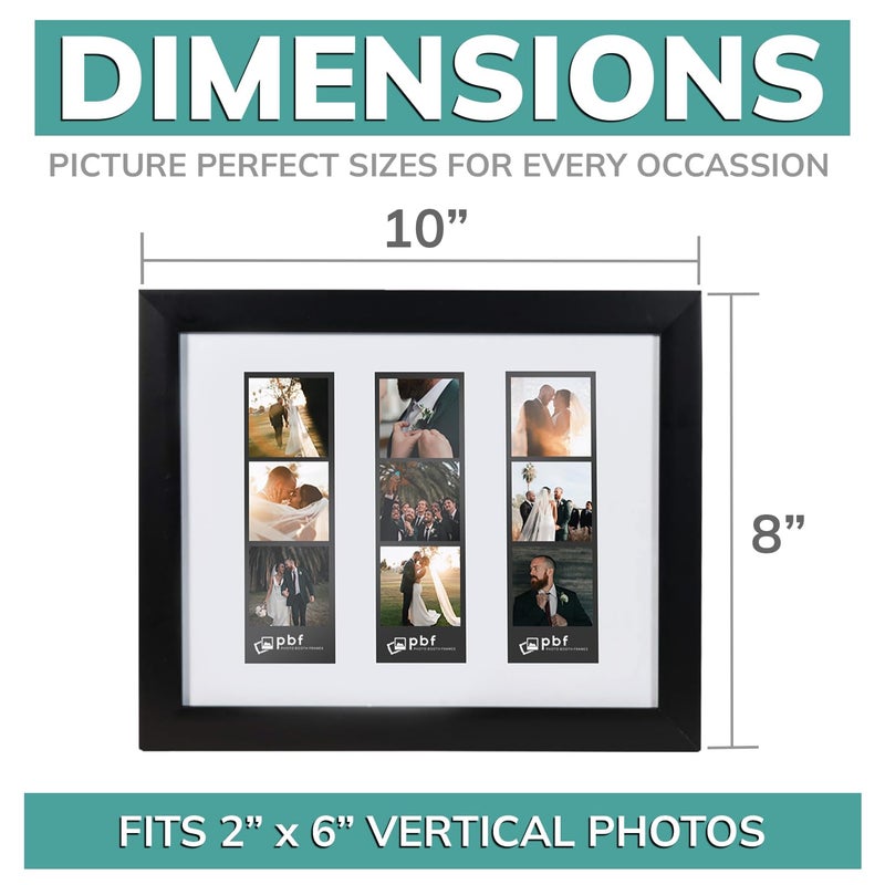 pbf PHOTO BOOTH FRAMES Photo Booth Frames -8 x 10 Photo Frame with Mat for Three Photo Booth Pictures Black 8x10 Photo Booth Frame 3 Pictures - Image 2